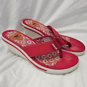 vintage y2k platform red rocket dog wedge platform flipflops